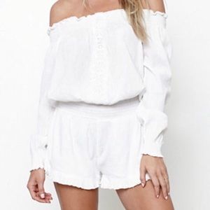 WHITE ROMPER OFF THE SHOULDER